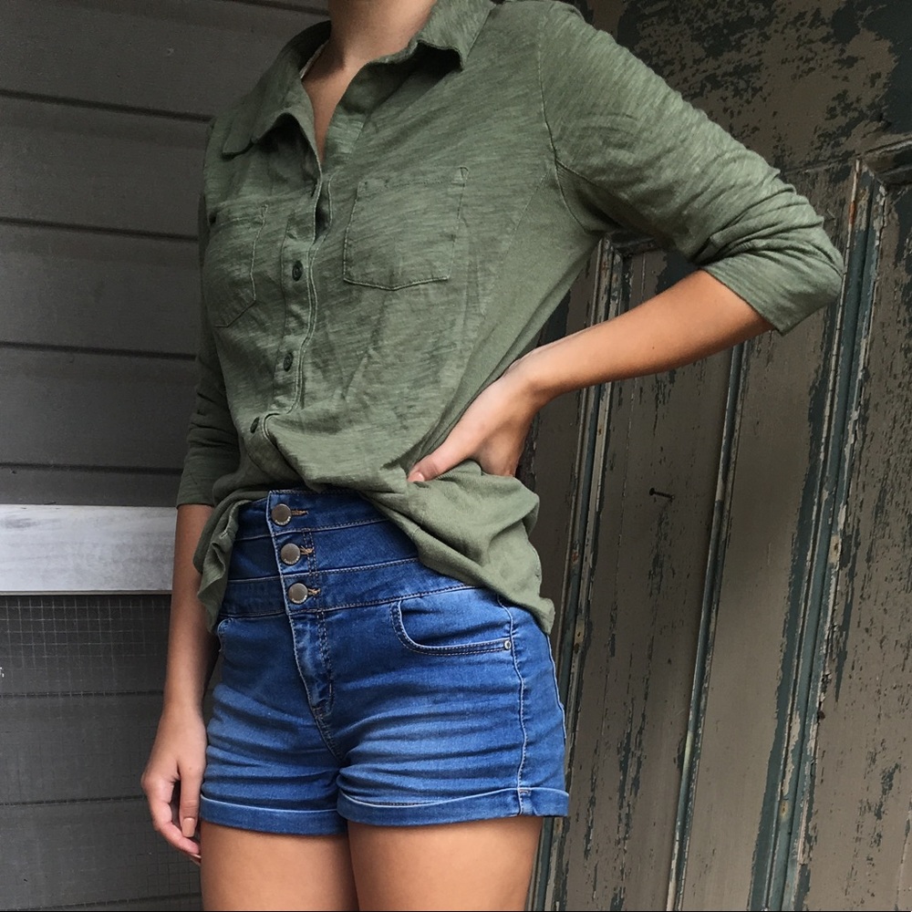Forest Green Cotton Button Down